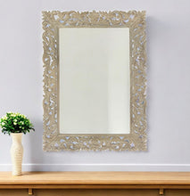Load image into Gallery viewer, 35" Floral Carved Solid Framed Accent Mirror - Gray