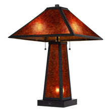 Load image into Gallery viewer, Metal Two Light Table Lamp With Amber Square Shade - Burnt Orange