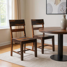 Load image into Gallery viewer, Solid Wood Ladder Back Dining Side Chairs (Set of 2) - Dark Brown