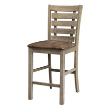 Load image into Gallery viewer, Dining Counter Height Chairs Modern Farmhouse Rustic Look Distressed Design Ladderback Solid Wood (Set of 2) - Grayish Brown