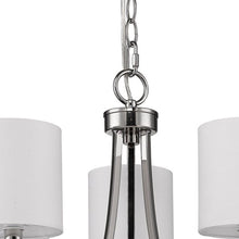 Load image into Gallery viewer, Candle Style Three Light Metal Dimmable Chandelier With White Shades - Silver / White