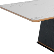 Load image into Gallery viewer, Ceramic Wood Pedestal Base Dining Table - White / Black