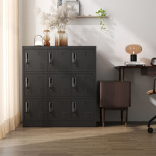 Load image into Gallery viewer, 9 Door Employee Storage Locker With Card Slot, Lockers For Office, Gym, School, And Home - Black