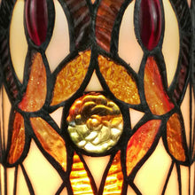 Load image into Gallery viewer, Geometric Floral Stained Glass Accent Lamp - Ivory And Brown