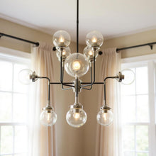 Load image into Gallery viewer, Sputnik Eight Light Metal Chandelier With Shades - Black / White