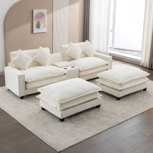 Load image into Gallery viewer, Sectional Sofa Upholstered Sofa With Two Removable Ottoman, Two USB Ports, Two Cup Holders And Large Storage Box For Living Room