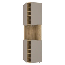 Load image into Gallery viewer, 72" Wood Corner Bar Cabinet With Four Doors - Brown And Taupe