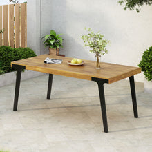 Load image into Gallery viewer, Acacia Wood Patio Dining Table, 69"L Rectangle Outdoor Table - Teak / Black