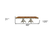 Load image into Gallery viewer, 49" Solid Wood Double Pedestal Base Dining Table - Brown / White