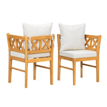 Load image into Gallery viewer, Farmhouse Modern Dining Corner Chairs (Set of 2) With Handwoven Rattan Backrests And Solid Wood Legs - Natural / White