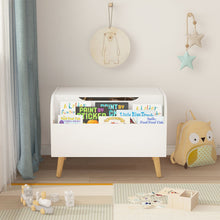 Load image into Gallery viewer, Toy Box With Front Bookshelf, Flip Top Lid, Safety Hinge For Kids Room Organization - White