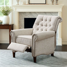 Load image into Gallery viewer, Aidan - Push Back Recliner Chair With Tufted Back And Nailhead Trim - Cream