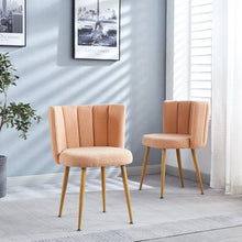 Load image into Gallery viewer, Modern Dining Chair (Set of 2) With Iron Tube Wood Color Legs, Shorthair Cushions And Comfortable Backrest, Suitable For Dining Room, Living Room, Cafe, Simple Structure