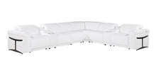 Load image into Gallery viewer, Italian Leather Modular L Shaped Eight Piece Corner Sectional With Console - White