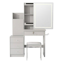 Load image into Gallery viewer, 35" Wood Lighted Vanity 4 Drawer Dresser - White