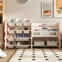 Load image into Gallery viewer, Kids Toy Storage Organizer With 2 Tier Bookshelf, Toy Storage With 12 Bins