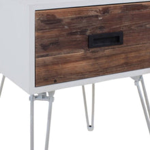 Load image into Gallery viewer, 23" Wood And Metal Square End Table With Drawer - White