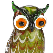 Load image into Gallery viewer, Murano Owl Figurine Tabletop Sculpture - Green / White