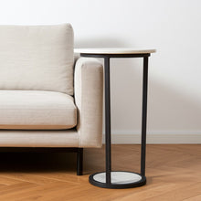 Load image into Gallery viewer, 21" Marble Round End Table - Black And White