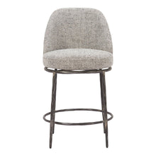 Load image into Gallery viewer, 24" Fabric And Steel Counter Height Swivel Bar Chair - Gray / Black