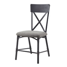 Load image into Gallery viewer, Upholstered Fabric Cross Back Dining Side Chairs (Set of 2) - Gray / Black