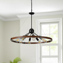 Load image into Gallery viewer, 31'' Eight Light Metal Chandelier With Shades - Brown