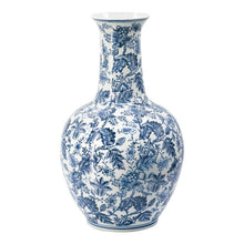 Load image into Gallery viewer, Floral Curved Porcelain Table Vase - Blue / White