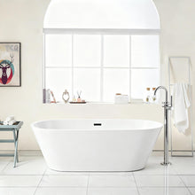 Load image into Gallery viewer, Gloss Freestanding Bathtub With Overflow & Pop Up Drain, Stand Alone Soaking Tub