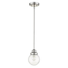 Load image into Gallery viewer, Metal Hanging With Round Clear Glass Shade - Silver