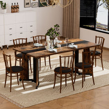 Load image into Gallery viewer, Rustic Rectangular Large Dining Table, Waterproof Desk For 8 People, & Steel With Adjustable Legs - Black / Rustic Brown