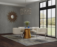 Load image into Gallery viewer, 54" Marble And Metal Pedestal Base Round Top Dining Table - Gray / White