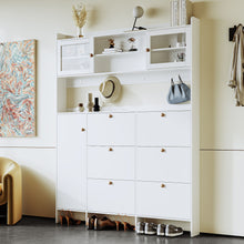 Load image into Gallery viewer, On Trend Multifunctional Tipping Bucket Shoe Cabinet With Storage Shelf & 6 Flip Drawers