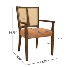 Load image into Gallery viewer, Mid Century Modern Arm Dining Chair Set With Rattan Backrest