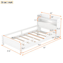 Load image into Gallery viewer, Wood Platform Bed With Built In LED Light, Storage Headboard And Guardrail