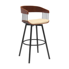 Load image into Gallery viewer, Faux Leather With Metal Swivel Bar Height Bar Chair - Cream And Black
