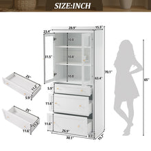 Load image into Gallery viewer, Freestanding Tall Bathroom Cabinet With Adjustable Shelves, Drawers, Soft Close Glass Doors