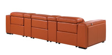Load image into Gallery viewer, Top Grain Leather Reclining Metal USB Sofa (720395) - Camel