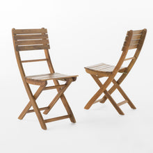 Load image into Gallery viewer, Outdoor Foldable Wood Dining Chair With Slat Design (Set of 2)