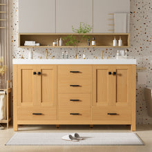 Load image into Gallery viewer, Bathroom Vanity With Double Sink, Soft Close Doors & Drawers Handles - Wood
