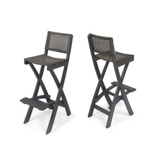 Load image into Gallery viewer, Outdoor Folding Acacia Wood Barstools With Rattan Backrest And Seat