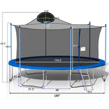 Load image into Gallery viewer, 16Ft Trampoline For Adults & Kids With Basketball Hoop, Double-Sided Cover, Outdoor Trampolines With Ladder And Safety Enclosure Net For Kids And Adults - Blue