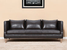 Load image into Gallery viewer, Leather Sofa With Brown Legs - Dark Brown