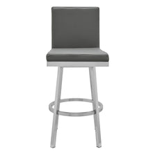 Load image into Gallery viewer, 44" Faux Leather Swivel Bar Height Bar Chair - Gray / Silver