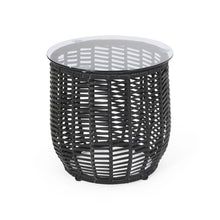 Load image into Gallery viewer, Boho Arias - Side Table With Tempered Glass Top And Rattan Wrap