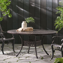Load image into Gallery viewer, Outdoor Expandable Aluminum Dining Table With Latticework Details And Curvy Legs