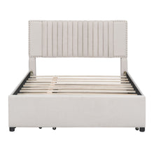 Load image into Gallery viewer, Upholstered Platform Bed With Drawers, Classic Headboard Design