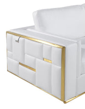 Load image into Gallery viewer, Leather Loveseat Metallic - White / Silver