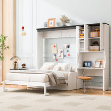 Load image into Gallery viewer, Multi Functional Murphy Bed With Sofa, Desk, And Storage Cabinet In, Full Size - White