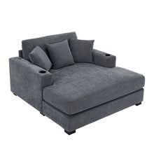 Load image into Gallery viewer, Oversized Chaise Lounger Modern Style Sofa Couch, With Pillows, Charge Station & Cup Holders