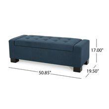 Load image into Gallery viewer, Empower - Button Tufted Waffle Upholstered Storage Ottoman With Wood Legs - Navy Blue